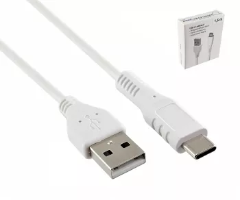 Cavo di ricarica DINIC USB tipo C a A, spina tipo C a A, 5V, 3A, bianco, confezione promozionale DINIC, 1,5 m